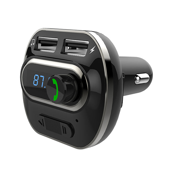 New T19 Car Bluetooth Speakerphone Car Charger Car Bluetooth MP3 Player Mobile Phone Charger Dual USB Ports - Black