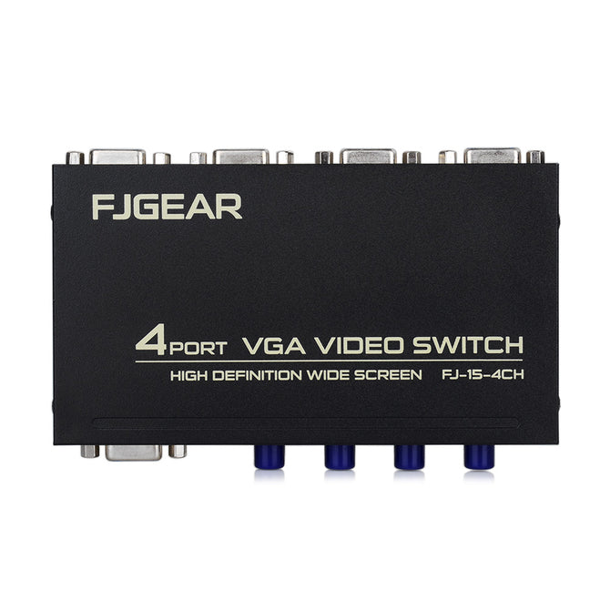 Portable 4-Port 4 In 1 Out HD VGA Switch - Black