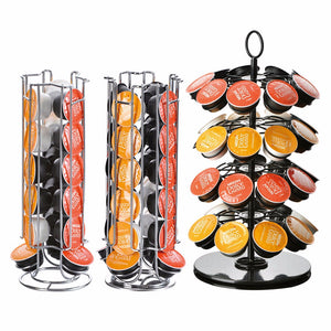 Rotatable Coffee Capsule Holder Stand Tower Rack, Nescafe Dolce Gusto Iron Plating Coffee Pod Storage Shelves 36 Pcs