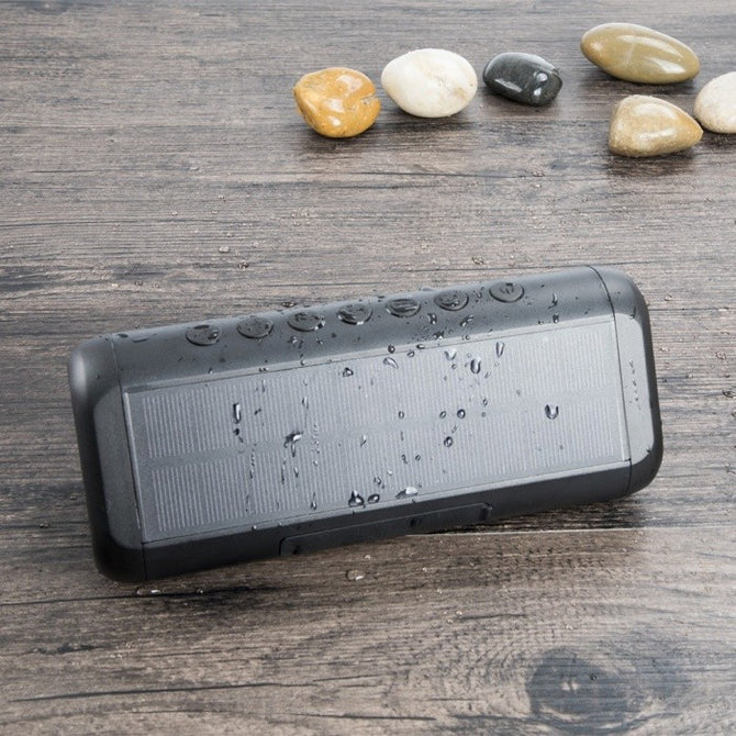 Portable Solar Powered Bluetooth Speaker, Waterproof Wireless Subwoofer Speaker, Supports TF Card Black