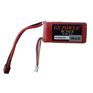 Oriainal GE Power 11.1V 1300mAh 25C T Plug Lipo Battery 3s for RC Car Airplane Helicopter - Red