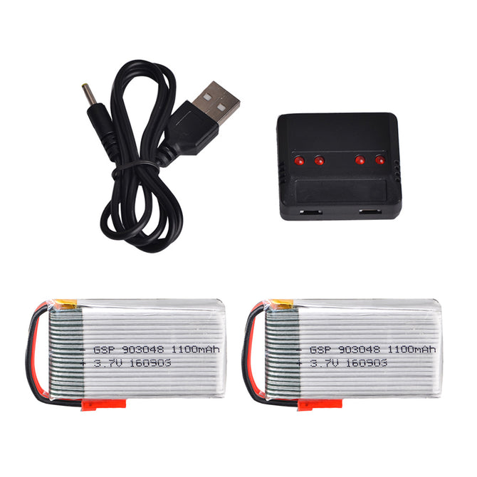 JJRC 2Pcs H11 3.7V 1100mAh Lithium Batteries + X4 Charger for HQ898B H11C H11D RC Quadcopter Drone