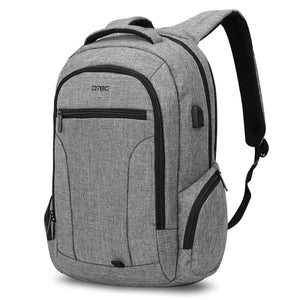 DTBG 17.3 Inch Stylish Travel Business Laptop Backpack with USB Charging Port, Anti-theft Pockets for Women Men - Grey