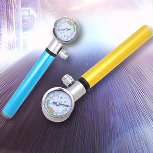 Manual Mini Air Inflator Bicycle Air Pump Outdoor Cycling Portable Inflators With Pressure Gauge Bike Shock Tire Pump Red