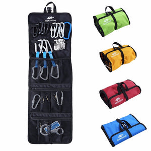 Hanging Outdoor Bag 420D Oxford Cloth Lightweight Foldable Zipper Mesh Pouches Rope Bags For Ice Rock Climbing Hook Green
