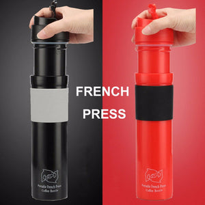 300ml Portable French Press Coffee Maker Stainless Steel Double Wall Mug Filtration Water Isolation Tea Coffee Cup Red