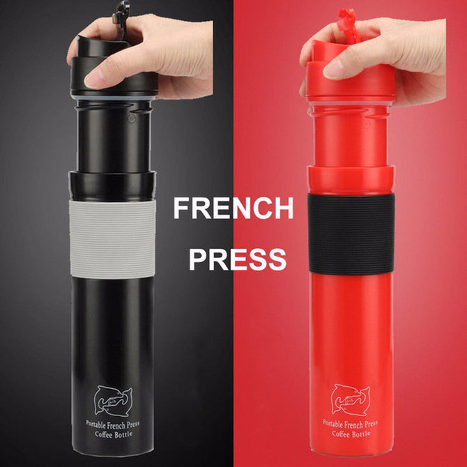 300ml Portable French Press Coffee Maker Stainless Steel Double Wall Mug Filtration Water Isolation Tea Coffee Cup Red