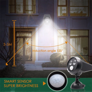 2 LEDs Solar Lamp Outdoor Owl Spotlight IP65 Waterproof Infrared Motion Sensor Led Light With Rechargeable Solar Panel White/0-5W/Black