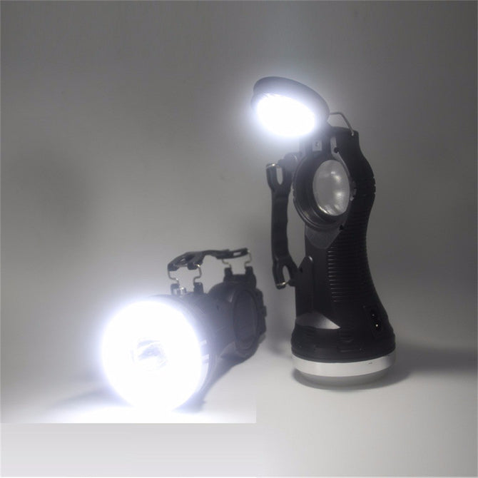 3W Solar Flashlight LED Lantern Searchlight Torch Rechargeable Lantern Outdoor Waterproof Hunter Lamp Portable Light White/Black