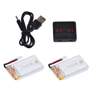 2pcs 3.7V 1100mAh 25C 1S VOLT 30C Lipo Batteries + X4 Charger for Syma X5SW RC Quadcopter Drone