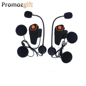 BT-S2 Motorcycle Helmet Bluetooth Intercom Headsets, 1000m Waterproof Motorbike BT Interphone - EU Plug (2 PCS)