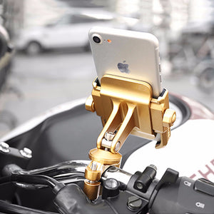 MOTOWOLF Universal Aluminum Alloy Motorcycle Phone Holder Support, Moto Telephone Bracket For GPS Bike Handlebar - Gold Gold