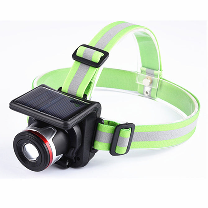 Outdoor Waterproof Solar Powered Long-Range Headlamp - Black