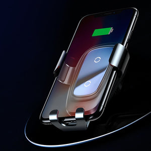 BASEUS 360 Degree Rotation Car Air Vent Outlet Mount Wireless Charger Phone Stand Holder, Metal Gravity Bracket Black