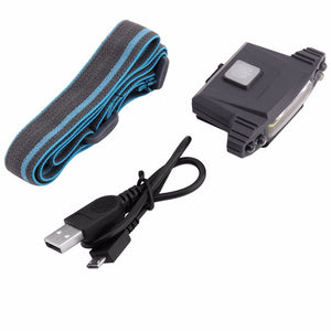 Portable New COB Smart Sensor Clip-On Hat Lamp, USB Rechargeable Headlamp Head Light For Night Fishing Camping White/Black