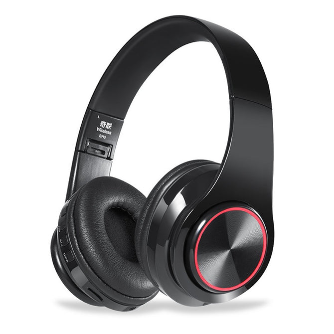 Portable Bluetooth Headphone, Wireless Headband Headset With 7-Color Changing LED Lights Black