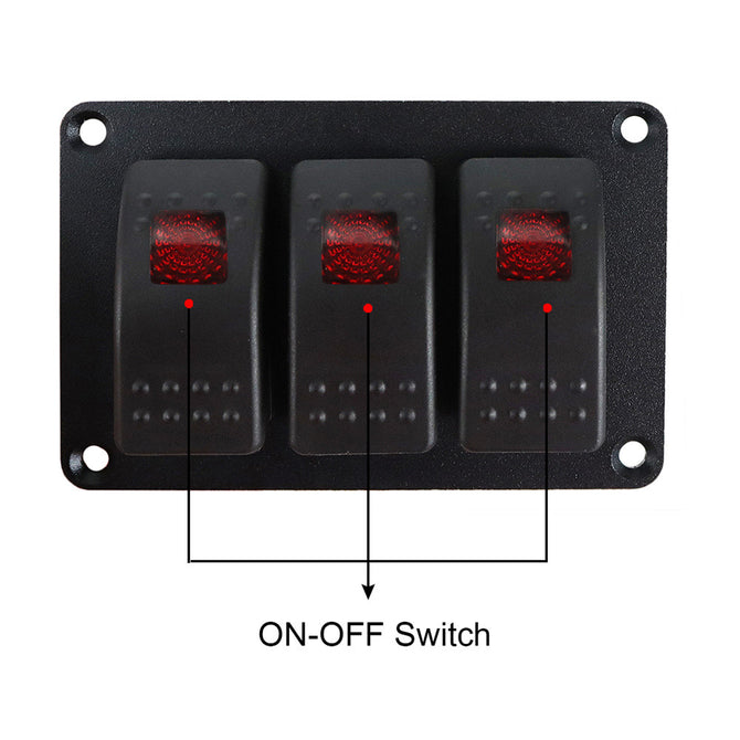 Universal 12V-24V Automobile and Yacht Modification 3-Position In-Line Switch Panel Red Light Single Lamp LED