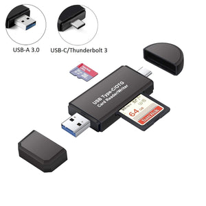 Measy USB 3.0 SD Card Reader, USB Type C SD/Micro SD Card Reader OTG Adapter - Black