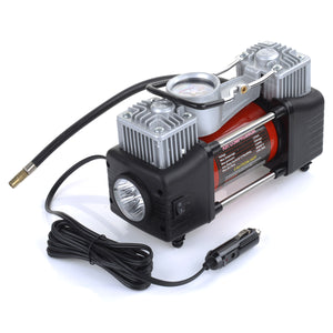 12V 150PSI Portable Heavy Duty 2 Cylinder Car Air Compressor, Universal Tire Inflator Pump For Car Trucks Bicycle Black
