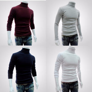 Hedging Solid Style Men Boutique Long Sleeve T Shirt Fashion Casual Slim High Collar Bottoming Shirts Gray/L