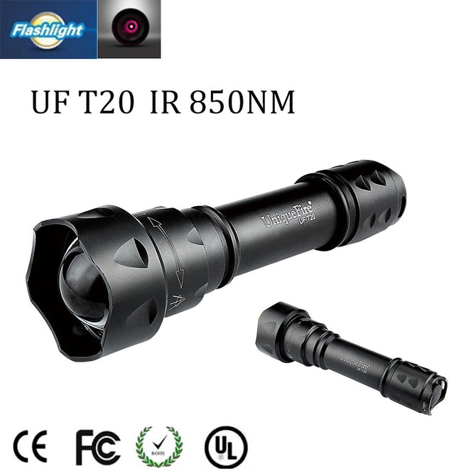 ESAMACT IR 850nm 3-Mode LED Night Vision Zoomable Rechargeable Flashlight, Infrared Light Adjustable Torch