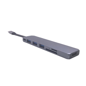 ZHAOYAO USB C 3.1 to HDMI 4K 30Hz SD/TF Card Reader 3 Ports USB 3.0 Hub Adapter for MacBook Pro - Grey
