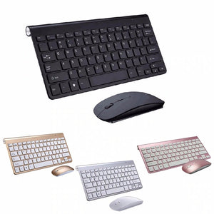 K1088 Ultra Slim 2.4GHz Wireless Keyboard With Wireless Mouse Kit Set For Desktop Laptop PC Computer Gold