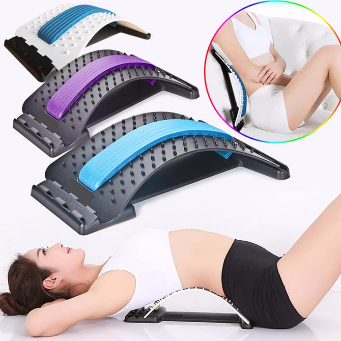 Spine Posture Corrector Brace Back Pain Relief Acupressure Stretcher Massage Lumbar Disc Herniation Traction Device Violet