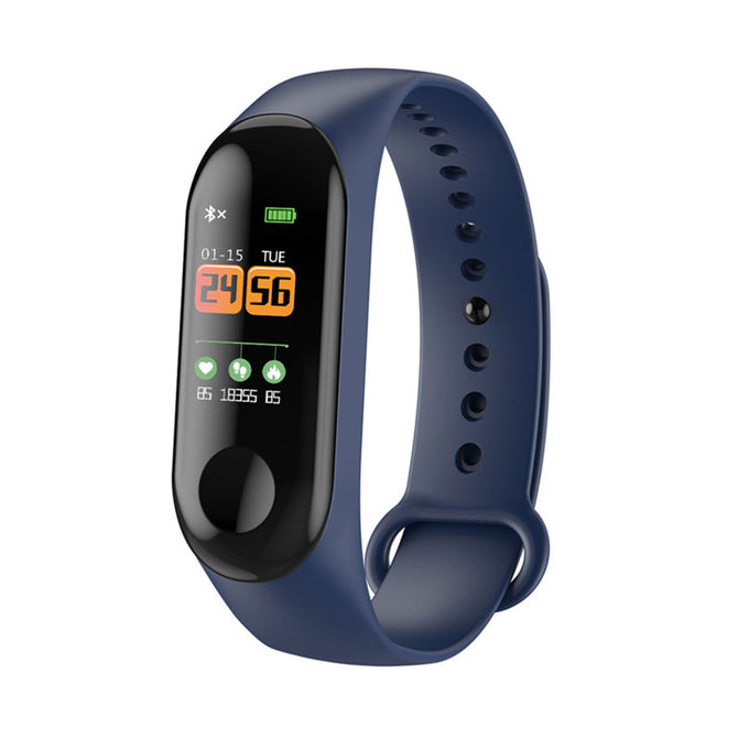 M3C Color Screen Smart Bluetooth Bracelet with Heart Rate/Blood Pressure/Blood Oxygen/Sleep Monitoring - Blue