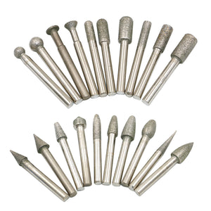 20 Pcs 6x6mm Fine Sand Diamond Grinding Head Set - Sliver
