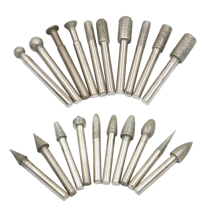 20 Pcs 6x6mm Fine Sand Diamond Grinding Head Set - Sliver