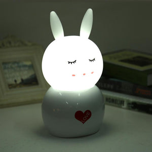 Jiawen Rabbit Night Light, USB Rechargeable Kids Desk Lamp for Home Children Bedroom - White Light