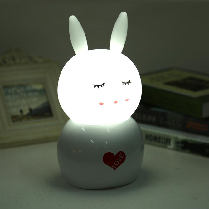 Jiawen Rabbit Night Light, USB Rechargeable Kids Desk Lamp for Home Children Bedroom - White Light