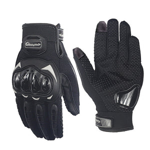 Riding Tribe Motorbike Racing Glove Touch Screen Gloves - Black (Pair / L-Size)