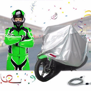 Waterproof Outdoor UV Protector Motorbike Rain Dust Cover Oxford Cloth Bike Motorcycle Cover Elastic Buckle L/Silver