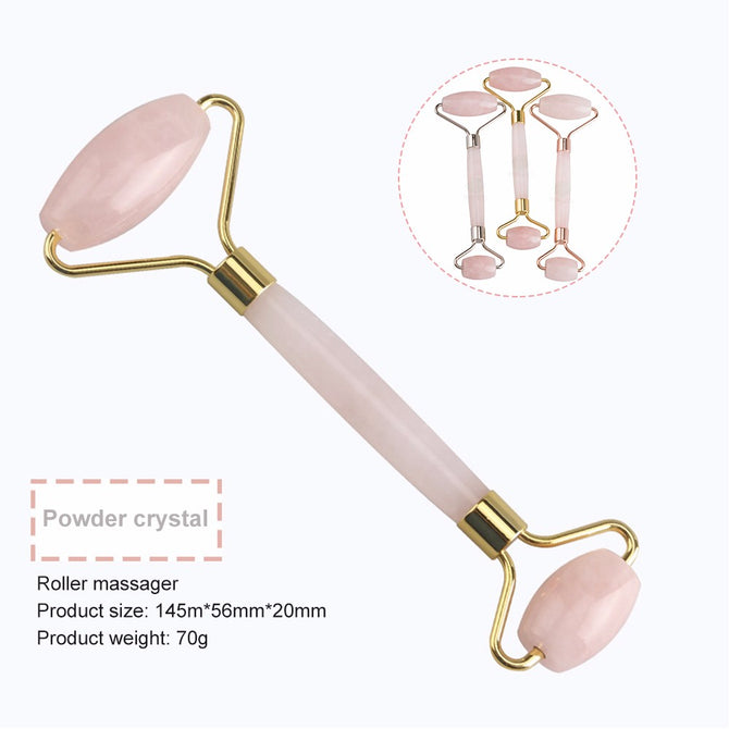 Rose Quartz Facial Massage Crystal Stone Body Jade Massager Derma Roller Skincare Wrinkle Removal Random Color