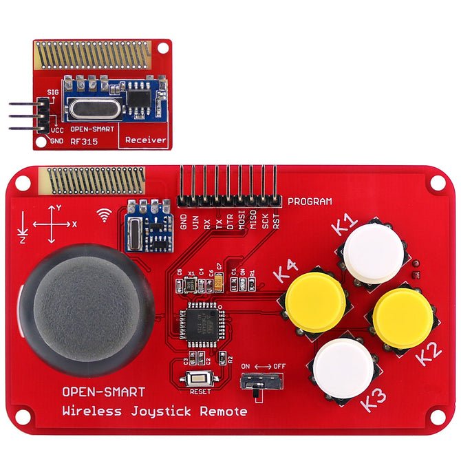 OPEN-SMART PS2 Joystick Keypad RF 315MHz Wireless Joystick Game Controller Module Kit for Smart Car / 4-axis Aircraft