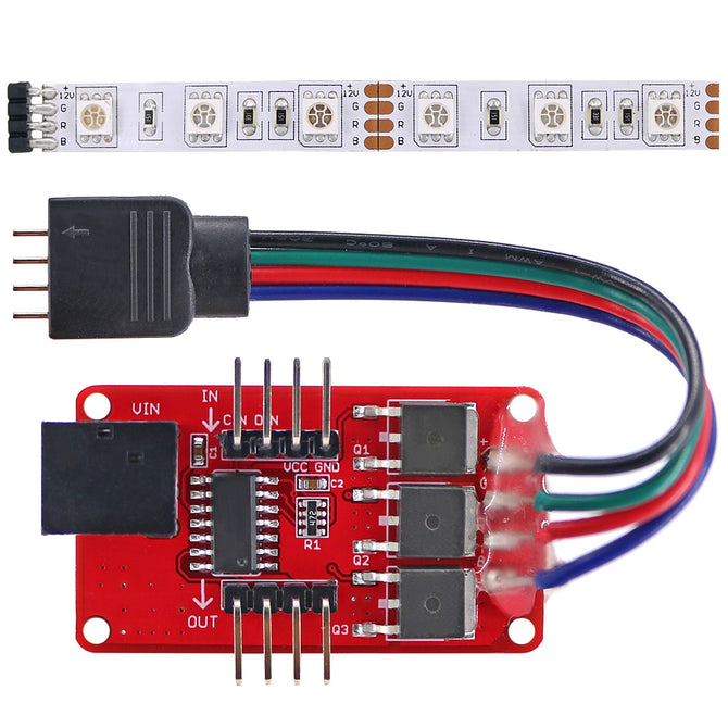 OPEN-SMART Full-color RGB LED Strip Driver Module with DC Jack + 10cm RGB LED Strip for Arduino