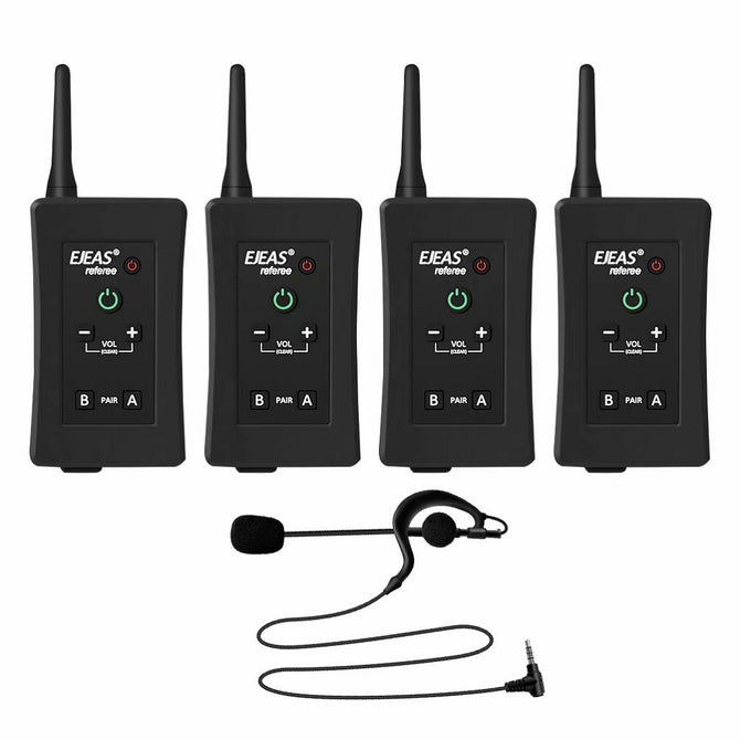 EJEAS Soccer Referee Intercoms, FBIM 1200m Wireless Full Duplex Bluetooth Interphone with FM Function