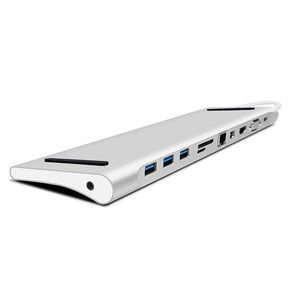 Type-C 3.1 Docking Station, Aluminum Multi-function 11 in 1 Hub for MacBook Pro 2016 - Silver