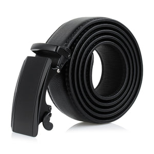 Matte Split Leather Belt with Automatic Buckle for Men - Black