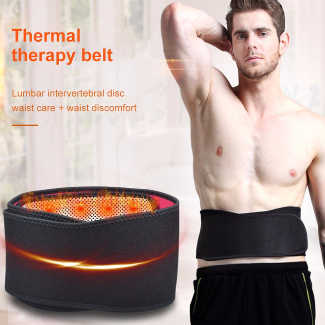 Adjustable Tourmaline Self-heating Back Support Belt, Magnetic Therapy Warm Waist Brace Protection For Back Pain Relief Black