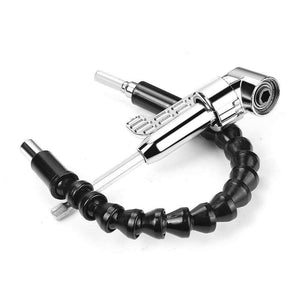 HakkaDeal 2PCS 105 Degree Right Angle Drill Plus Long Rod Adapter + Hex Handle Electric Screwdriver Flexible Extension - Silver
