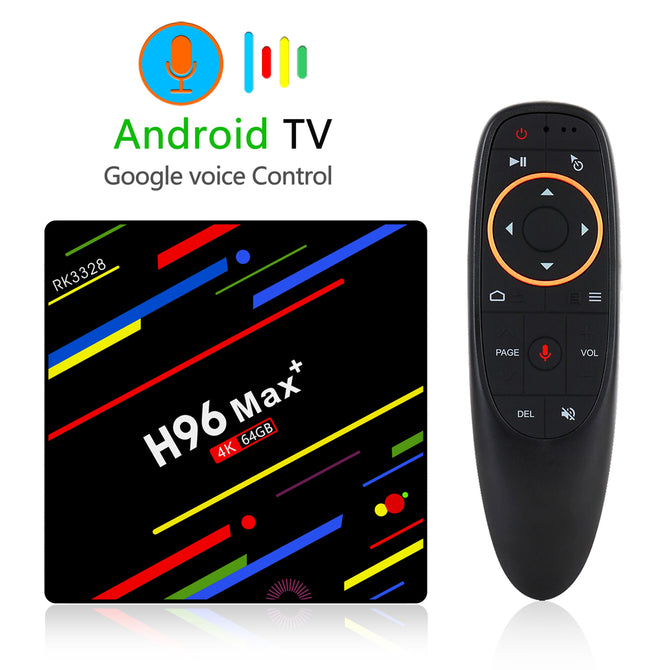 RK3328 H96 Max+ Android 8.1 2.4+5G Wi-Fi USB3.0 Set-top TV Box with 4GB RAM, 64GB ROM - EU Plug