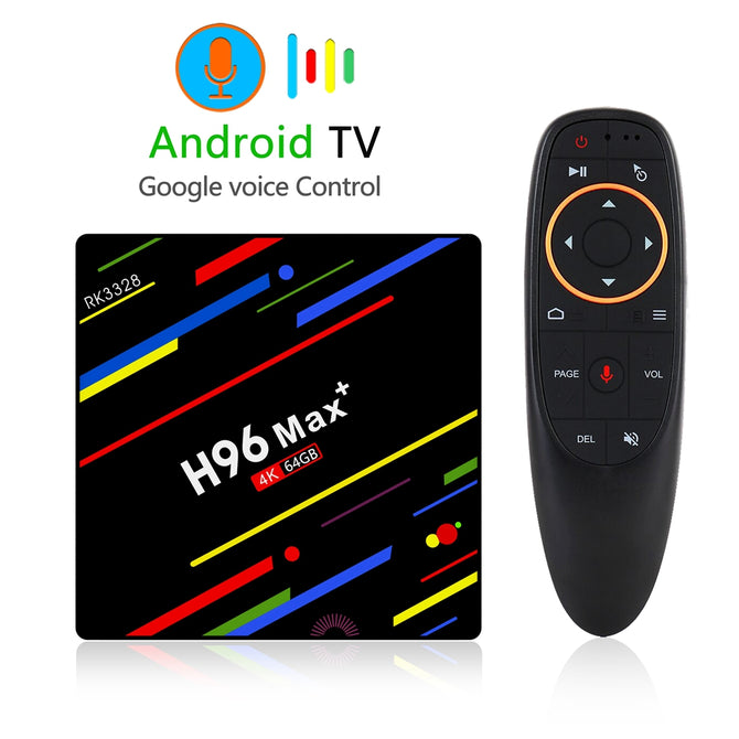 H96 MAX+ Voice Version Set-top Box, Android 8.1 RK3328 Colorful TV Box with 4GB RAM, 64GB ROM - EU Plug
