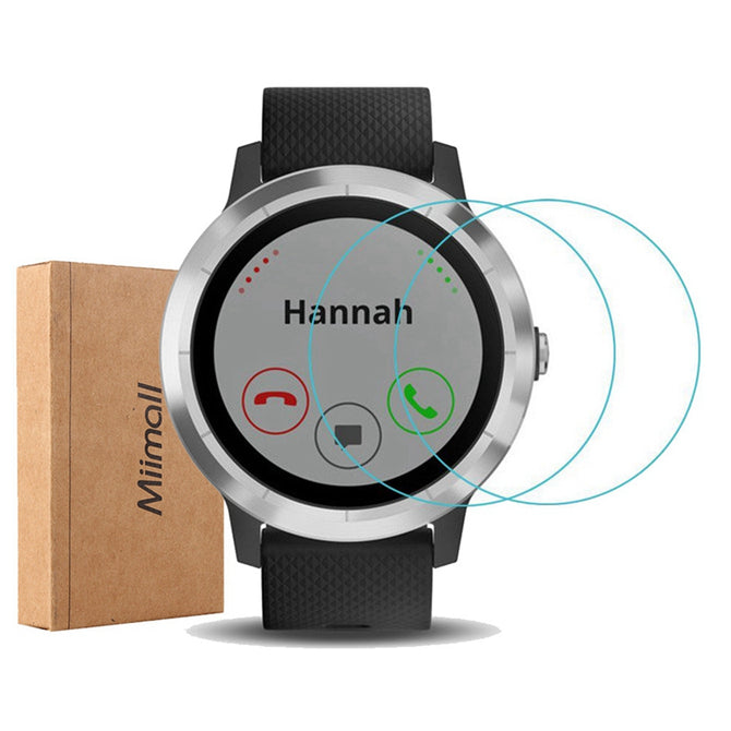 Miimall 2PCS Premium HD Clear 9H Hardness Tempered Glass Screen Protector Films for Garmin Vivoactive 3 Smart Watch