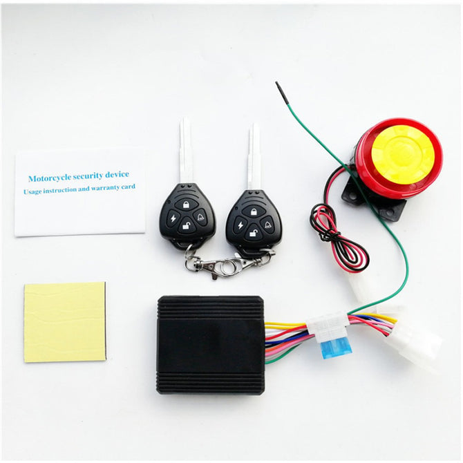 Theft Protection Remote Activation Motorbike Alarm System, Motorcycle Remote Control With Keys Black