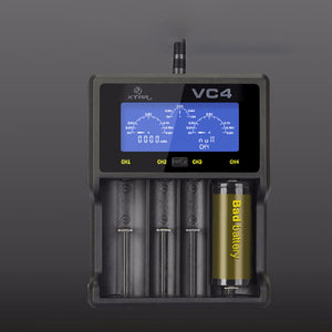 XTAR VC4 Smart LCD Display 4-Slot 18650 Battery Charger For Li-on / Ni-MH Batteries Black