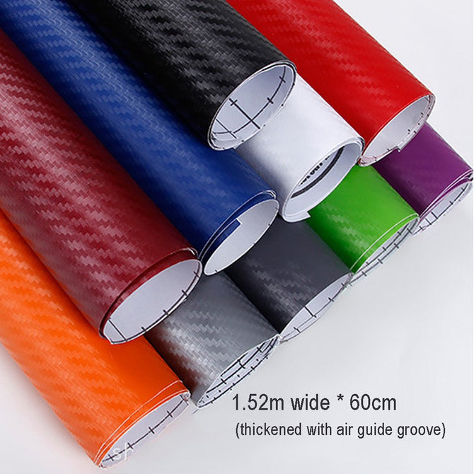 152cm X 60cm Thickened 3D Carbon Fiber Vinyl Car Wrap Sheet Roll Film, Car Decorative Sticker Decal (with Gas Vent) Red