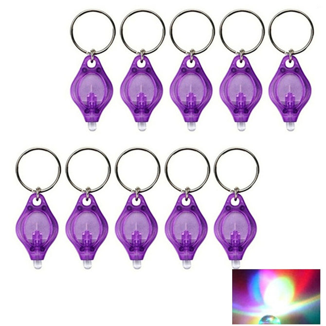 Mini LED Keychain Finger Light Colorful Flash - Purple (10pcs)